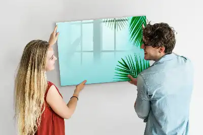 Magnetic glass dry erase board exotic leaves design
