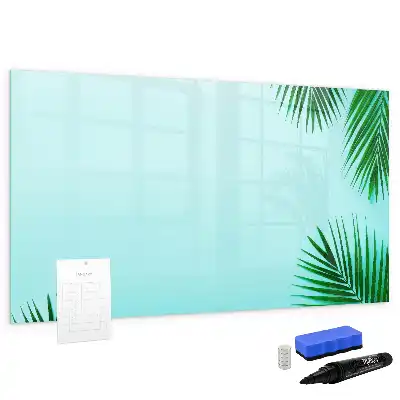 Magnetic glass dry erase board exotic leaves design