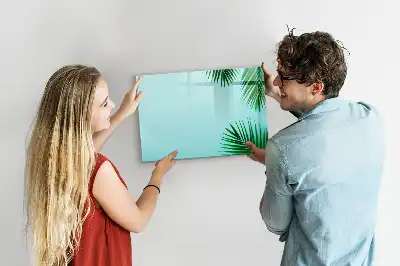 Magnetic glass dry erase board exotic leaves design