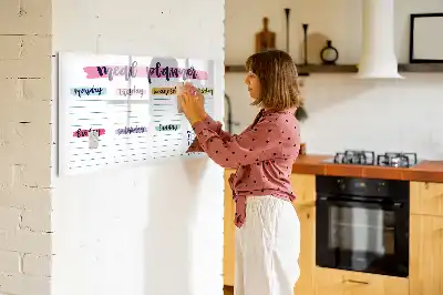 Magnetic glass dry erase board weekly menu planner