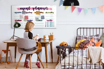 Magnetic glass dry erase board weekly menu planner