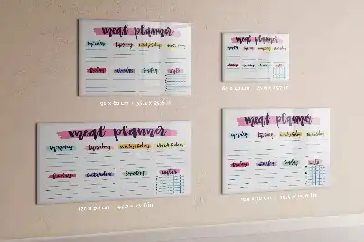 Magnetic glass dry erase board weekly menu planner