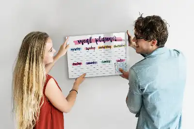 Magnetic glass dry erase board weekly menu planner