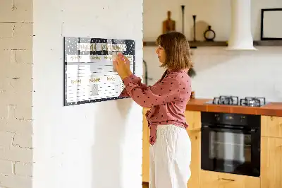 Magnetic glass dry erase board meal planner with stars design