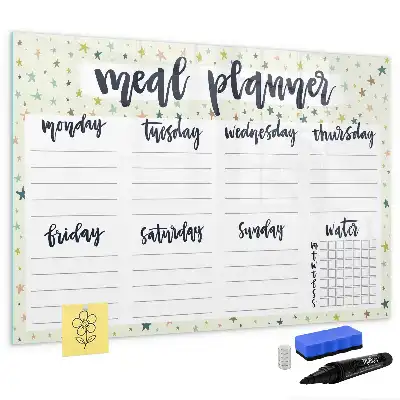 Magnetic marker board weekly menu with stars