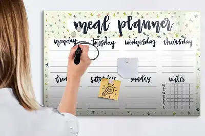 Magnetic marker board weekly menu with stars