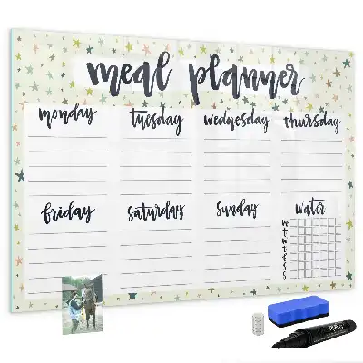 Magnetic marker board weekly menu with stars