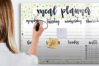 Magnetic marker board weekly menu with stars