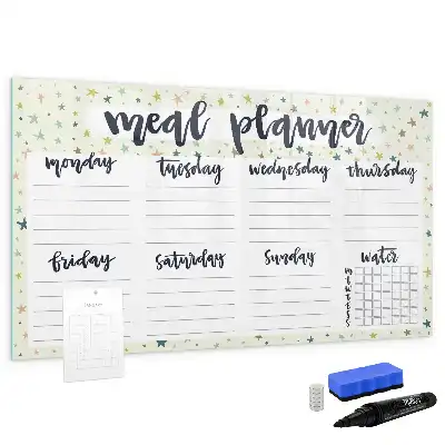 Magnetic marker board weekly menu with stars