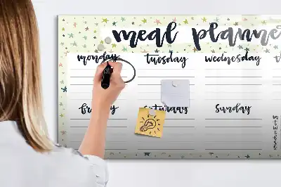 Magnetic marker board weekly menu with stars