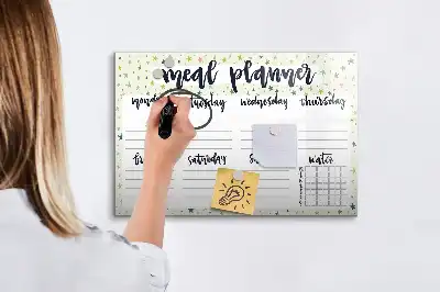 Magnetic marker board weekly menu with stars