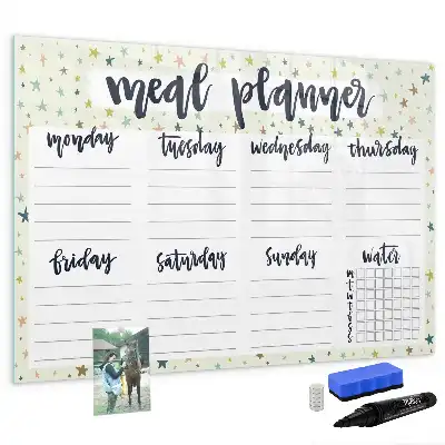 Magnetic marker board weekly menu with stars