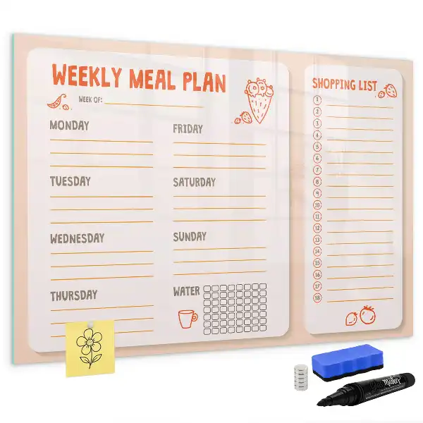 Magnetic meal planner board retro style