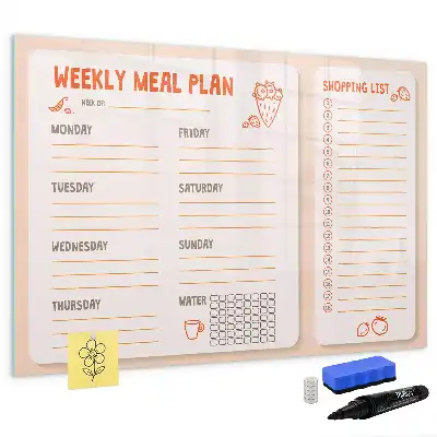 Magnetic meal planner board retro style