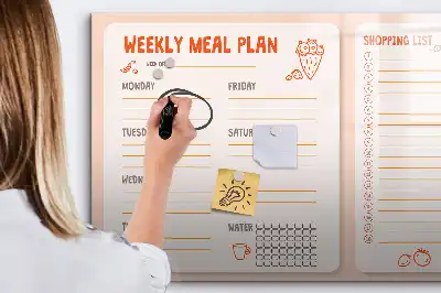 Magnetic meal planner board retro style