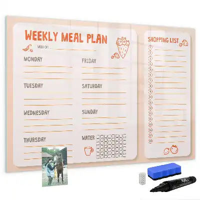 Magnetic meal planner board retro style