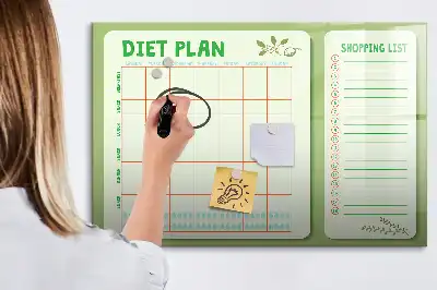 Magnetic glass dry erase board weekly menu planner