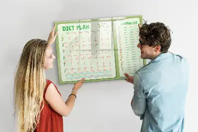 Magnetic glass dry erase board weekly menu planner