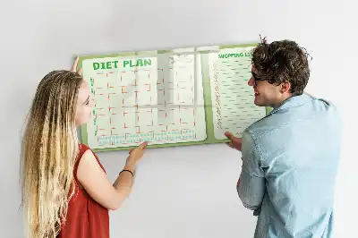Magnetic glass dry erase board weekly menu planner