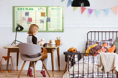 Magnetic glass dry erase board weekly menu planner