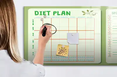 Magnetic glass dry erase board weekly menu planner