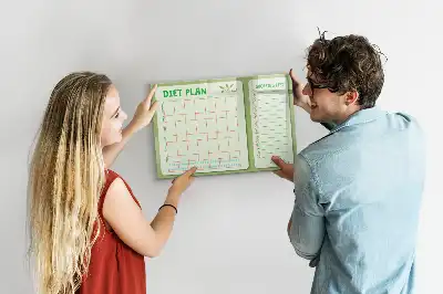 Magnetic glass dry erase board weekly menu planner