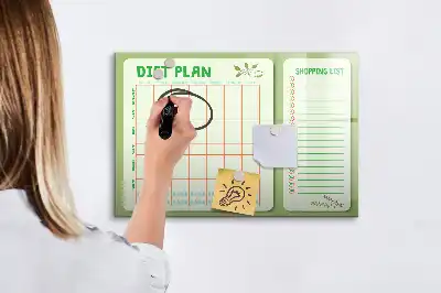 Magnetic glass dry erase board weekly menu planner