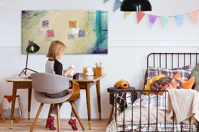 Magnetic glass dry erase board in a colorful marble design