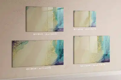Magnetic glass dry erase board in a colorful marble design