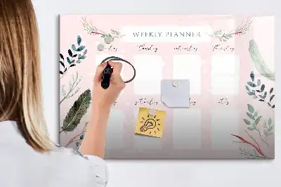 Magnetic glass dry erase board charming weekly planner