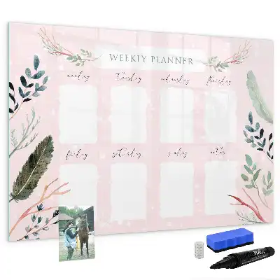 Magnetic glass dry erase board charming weekly planner