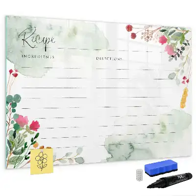 Magnetic glass dry erase board Recipe spot design