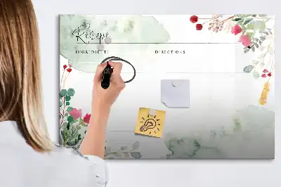 Magnetic glass dry erase board Recipe spot design