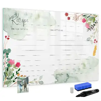 Magnetic glass dry erase board Recipe spot design