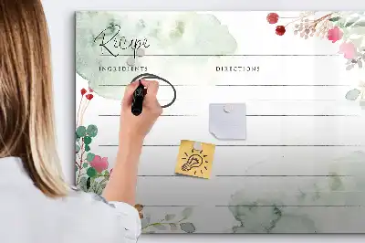 Magnetic glass dry erase board Recipe spot design