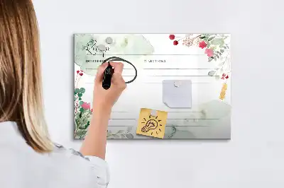 Magnetic glass dry erase board Recipe spot design