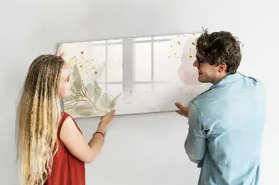 Magnetic glass dry erase board pastel abstraction design