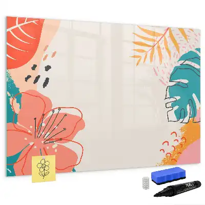 Magnetic marker board with Hawaiian plants design