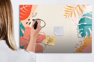 Magnetic marker board with Hawaiian plants design