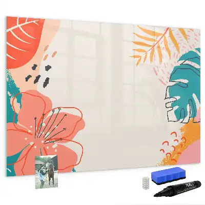 Magnetic marker board with Hawaiian plants design