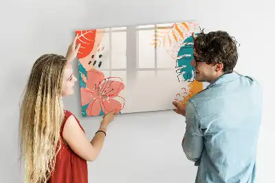 Magnetic marker board with Hawaiian plants design