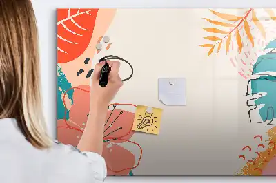 Magnetic marker board with Hawaiian plants design