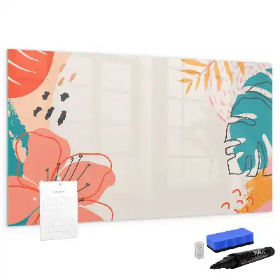 Magnetic marker board with Hawaiian plants design