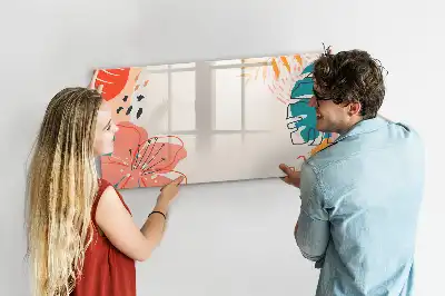 Magnetic marker board with Hawaiian plants design