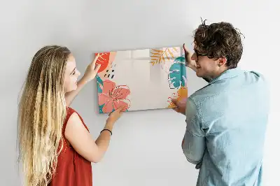 Magnetic marker board with Hawaiian plants design