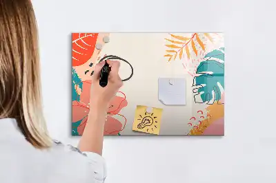 Magnetic marker board with Hawaiian plants design