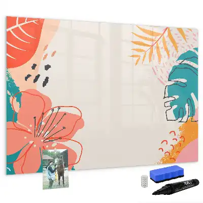 Magnetic marker board with Hawaiian plants design