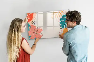 Magnetic marker board with Hawaiian plants design