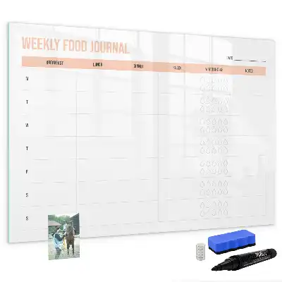 Magnetic glass dry erase board weekly meal planner