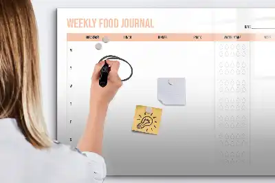 Magnetic glass dry erase board weekly meal planner